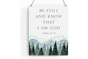 BELLOWDEER Inspirational Decor Be Still and Know That I am God Psalm 46:10 Christian Gifts Bible Verse Wall Art Scripture Wooden Hanging Sign for Modern Home Office Bathroom Bedroom Decoration 8 x 10 Inches
