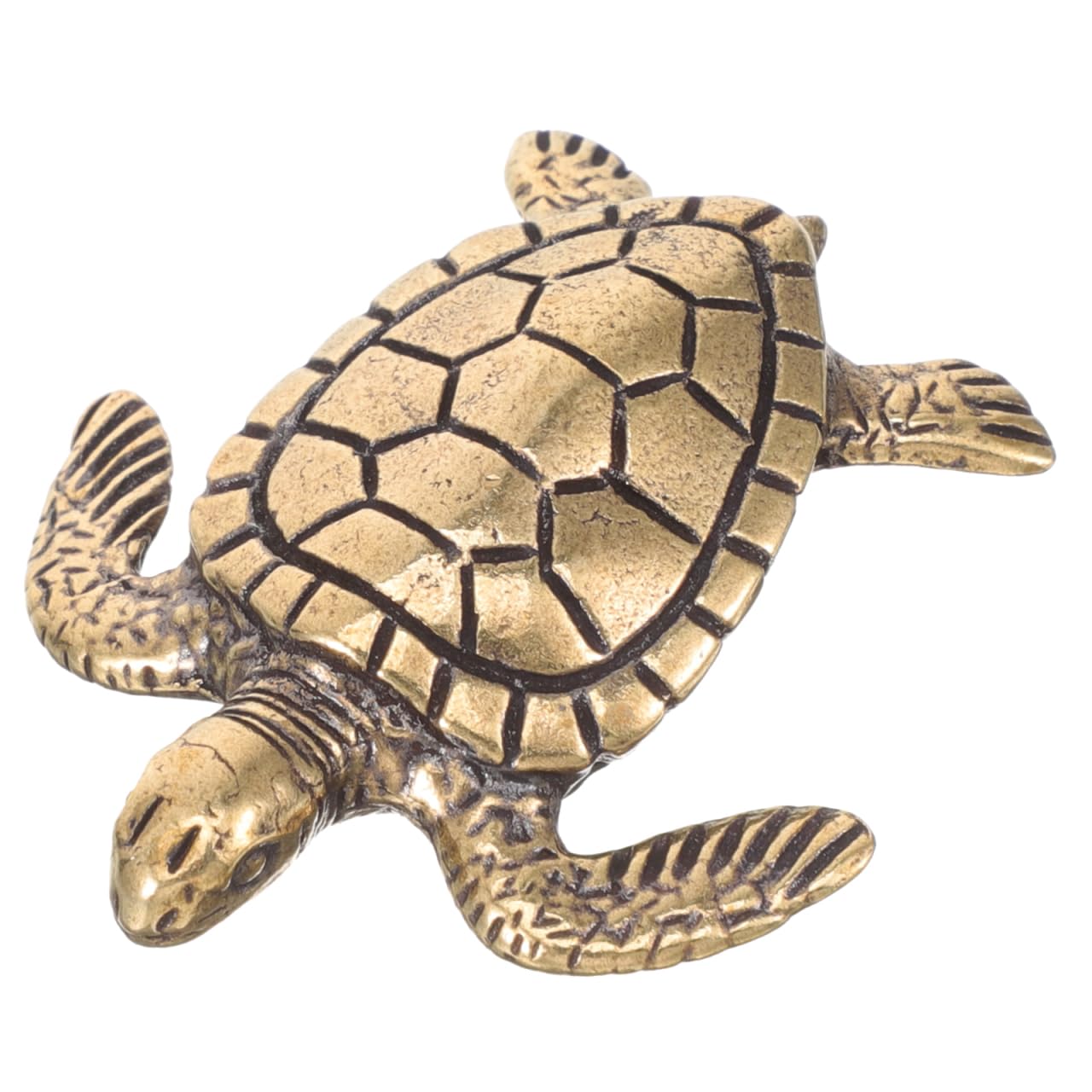 TEHAUX Vintage Copper Turtle Ornament 1.77 Inch Retro Tortoise Sculpture Desktop Decor Table Decoration for Home Office Bookshelf