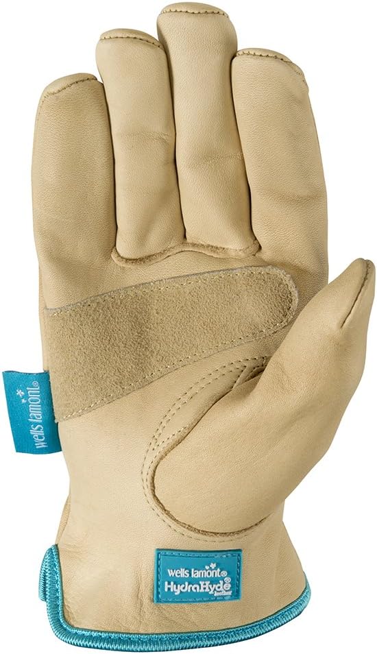 Women's Water-Resistant Leather Work Gloves, HydraHyde, Medium (Wells Lamont 1167M), Tan - - 
