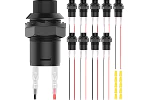 MKBKLLJY 10Pcs Self-Locking Push Button Switch 12mm AC 250V/1.5A 125V/3A 2Pin Black Latching Round ON Off Switch with Termina