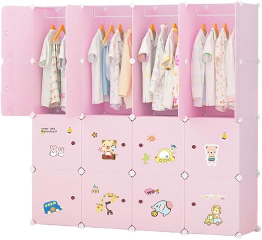 Ettbja Diy Plastik Schrank Portable Kleiderschrank Lagerung Mit Aufkleber Design Ihre Eigenen 16 Wurfel Mit 3 Hangers Amazon De Kuche Haushalt