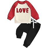 LAGKIYOJ Toddler Boy Valentines Day Outfit Heart Printed Pullover Pants Lover Boy Baby Outfit 0 6 12 18 24 Months 2t 3t