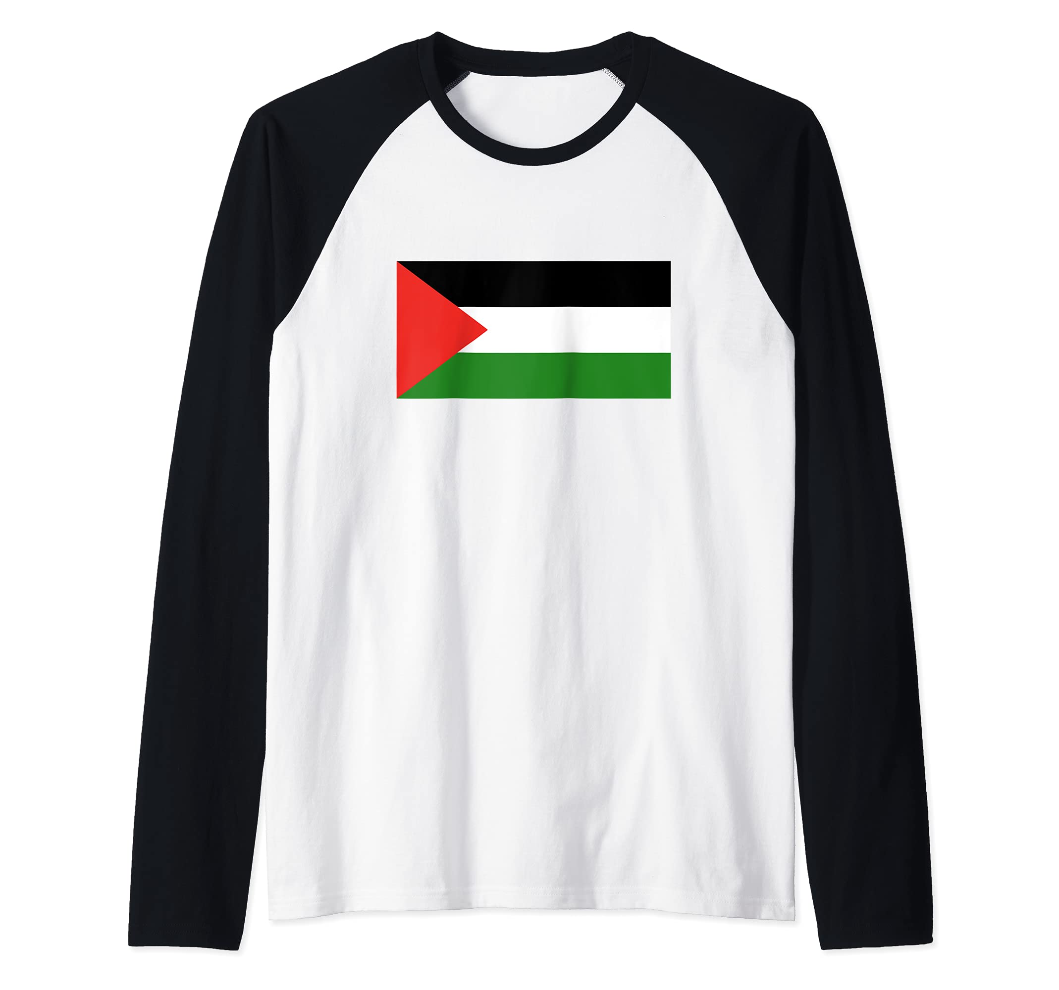 Flag of Palestine White Green Red Raglan Baseball Tee