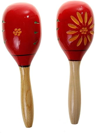 Amazon 選ぶ 木製 ハンドパーカッションセット 子供楽器 小さいマラカス おもちゃ 知育玩具 学前教育 赤 ドラム 打楽器 おもちゃ