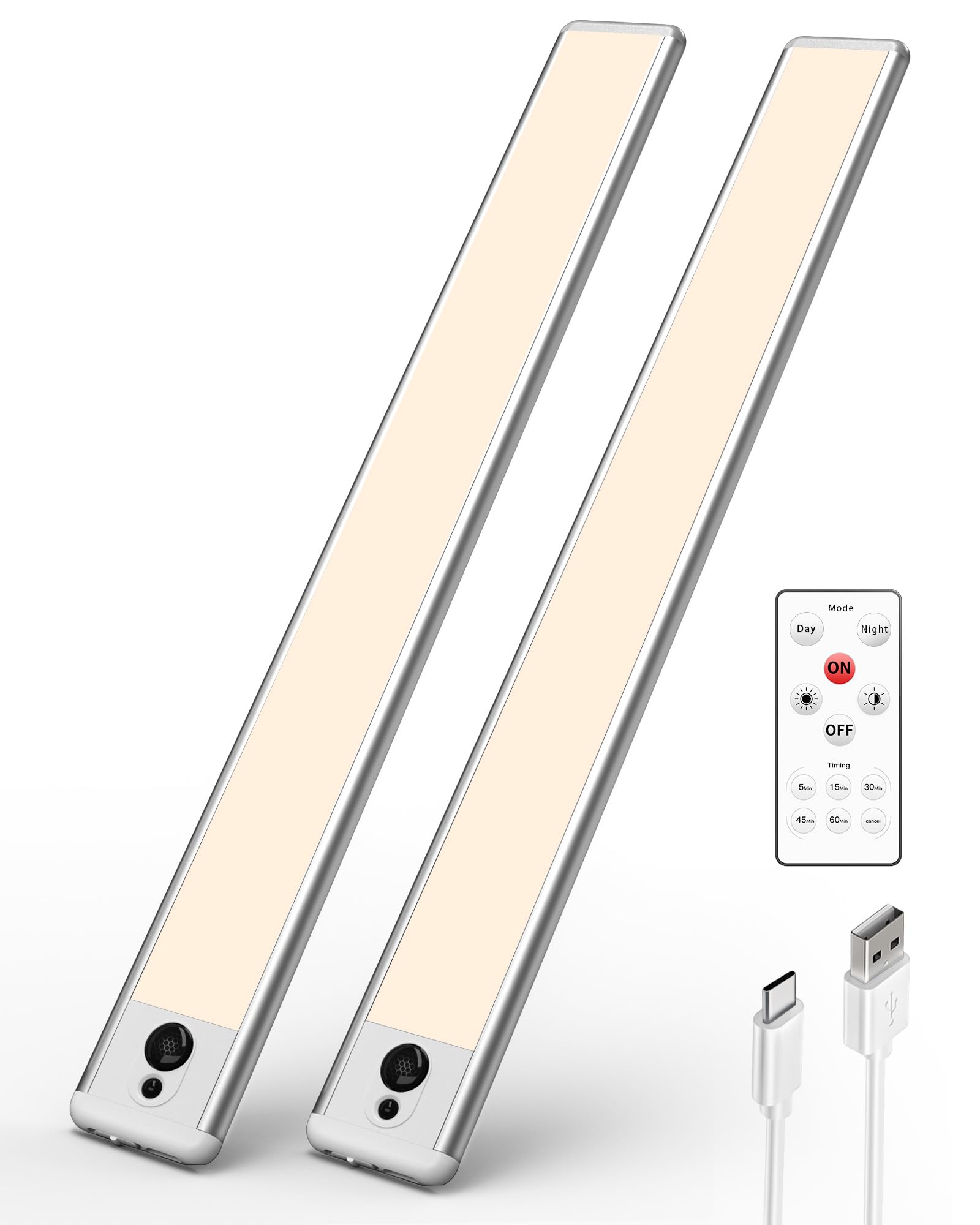 Photo 1 of EZVALO Under Cabinet Lights,66 LEDs Motion Sensor Night Light, 3200 mAh Closet Lights 3500K with Remote Control Under Counter Lights for Kitchen,Cabinet,Bedroom(2 Pack)