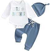 Little Brother Newborn Outfit Long Sleeve Romper and Pants Baby Boy Coming Home Hospital Outfit Fall Winter Clothes