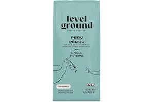 Level Ground Coffee - Peru Single Origin - Medium Roast, Ground - Fair Trade, Organic, Kosher - Specialty Coffee - Great in a