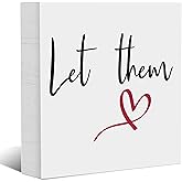 Let Them Wooden Sign, Office Decor for Work, Positive Quotes Mental Health Rustic Wooden Box Signs, Desk Shelf Tabletop Decor for Home, Coworker Gifts for Women, 5x5 Inch