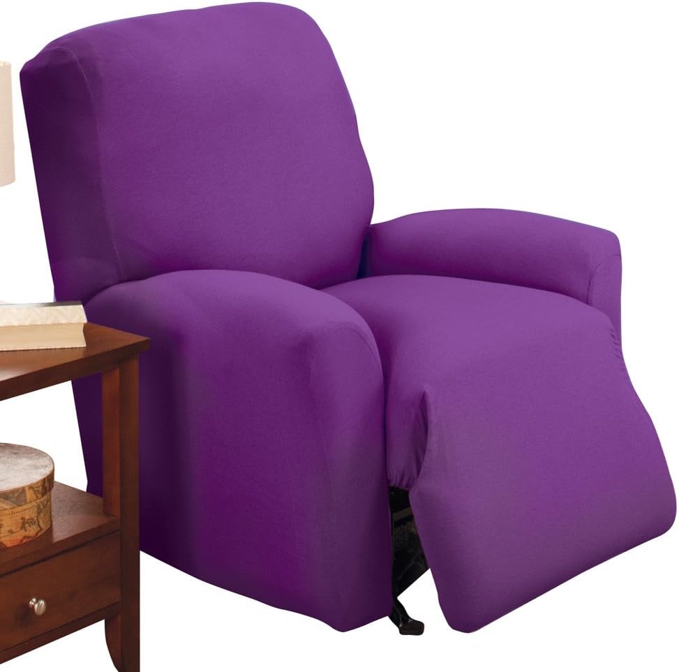 Jersey Knit Form Fit Stretch Furniture Slipcover, Purple