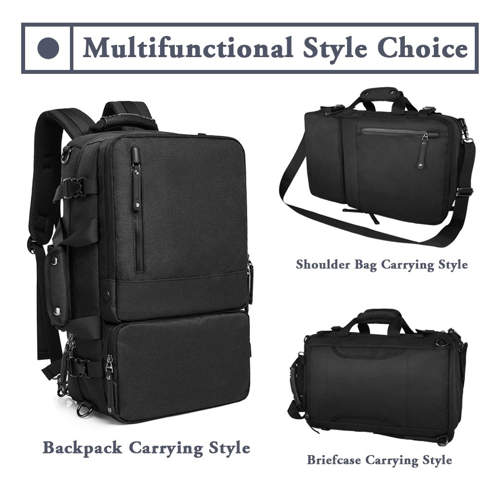 TANGCOOL Convertible Backpack Business Briefcase Backpack 15.6 Laptop Bag Large Capacity Rucksack Waterproof Anti-theft Travel Luggage Casual Daypack for Men, Black