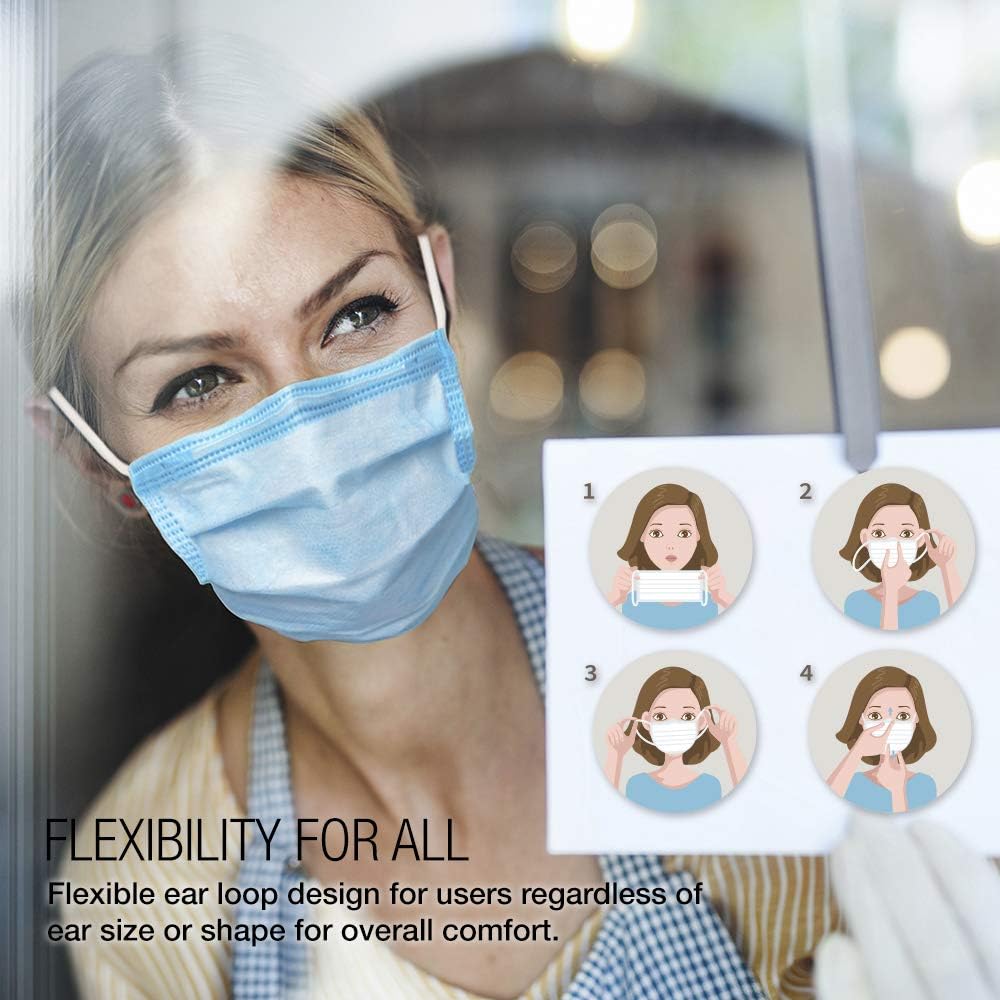 SUNCOO Face Mask, Pack of 50 - Disposable Mask Dust Particle 3-Layer Protective Mask Cover with Earloop - - 