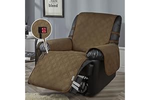 STONECREST CLASSIC HOME DECOR, INC STONECREST Heated Recliner Cover, Water Resistant Recliner Slipcover, Stay in Place (Double Diamond Chocolate, Heated Recliner 23" Regular)