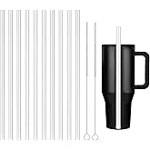 Compatible with Hydrojug Straw Replacement 40 oz,10Pack Replacement Straws Compatible with Hydrojug Traveler 40oz Water Bottle,Clear Transparent Straight Straws,Reusable,with 2 Clean Brushes.