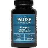The 'Pause Life Omega 3, Vitamin D3 &amp; K2 Fish Oil Supplement, 120 Softgels | Gluten &amp; dairy free fish oil with vitamins D3 &amp; K2. Supports immune function, bone health &amp; daily wellness. 30-day supply