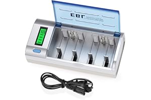 EBL Smart Battery Charger for C D AA AAA 9V Ni-MH Ni-CD Rechargeable Batteries with Discharge Function & LCD Display