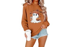 DUTUT Women Halloween Sweatshirt Pumpkin Shirt Cute Ghost Sweater Halloween Shirts Crewneck Sweatshirt