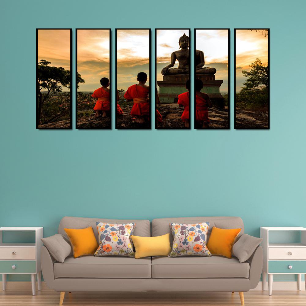 999Store Multiple Frames Canvas Printed Buddha Statue Indian Indian Large Indian Large Big Art Panel