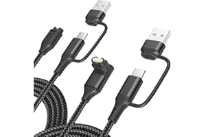 IIISOGNO 2 in 1 Charger Cable for Garmin Watch 3.3FT 2-Pack, USB Charging Cord with Type-C for Fenix 8 7 7X 6 Pro,Forerunner 970 965 570 265 255 165 55,Vivoactive 5 4,Instinct,Venu 3 3S X1,Epix,Vivomove,Tactix