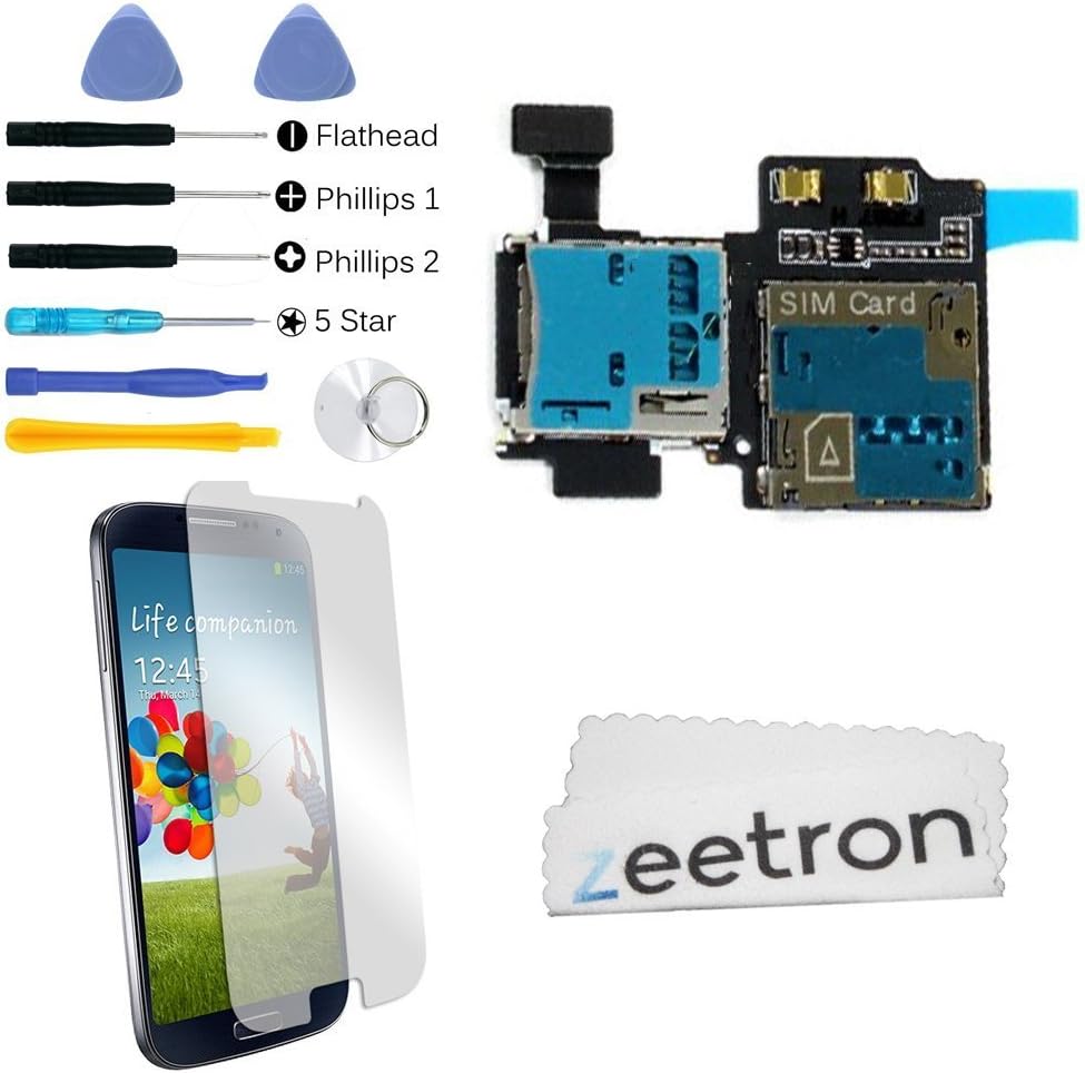 Zeetron Galaxy S4 I337 Premium Replacement Sim Tray Reader Flex Replacement Kit (AT&T Only)