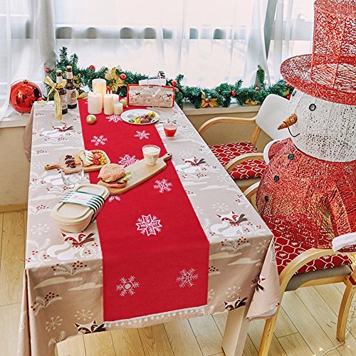 OurWarm 16 x 72 Inch Christmas Table Runner Embroidered Table Runner