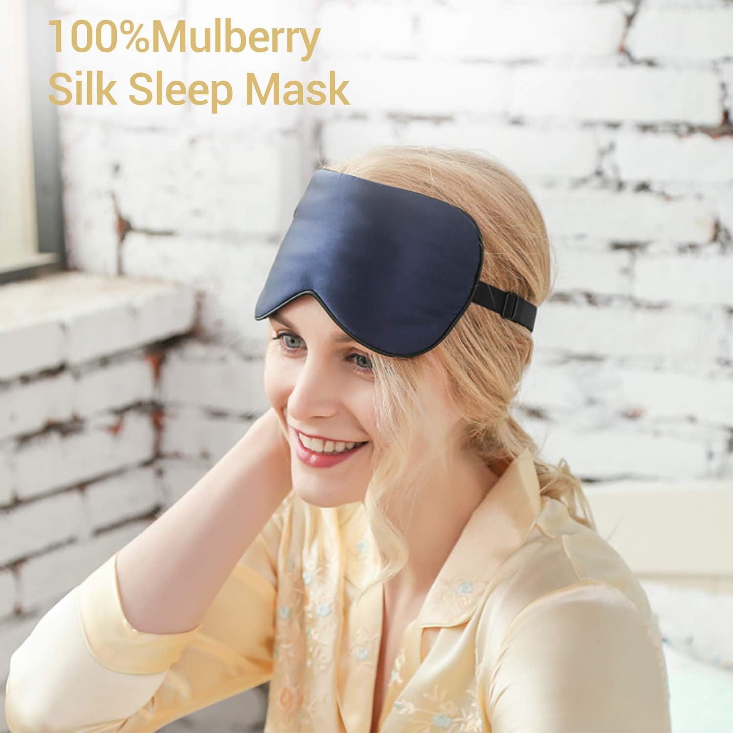 ZIMASILK 100% Natural Silk Sleep Mask,Adjustable Super-Smooth Soft Eye Mask for Sleep,12 Color Option(Navy Blue): Health & Personal Care