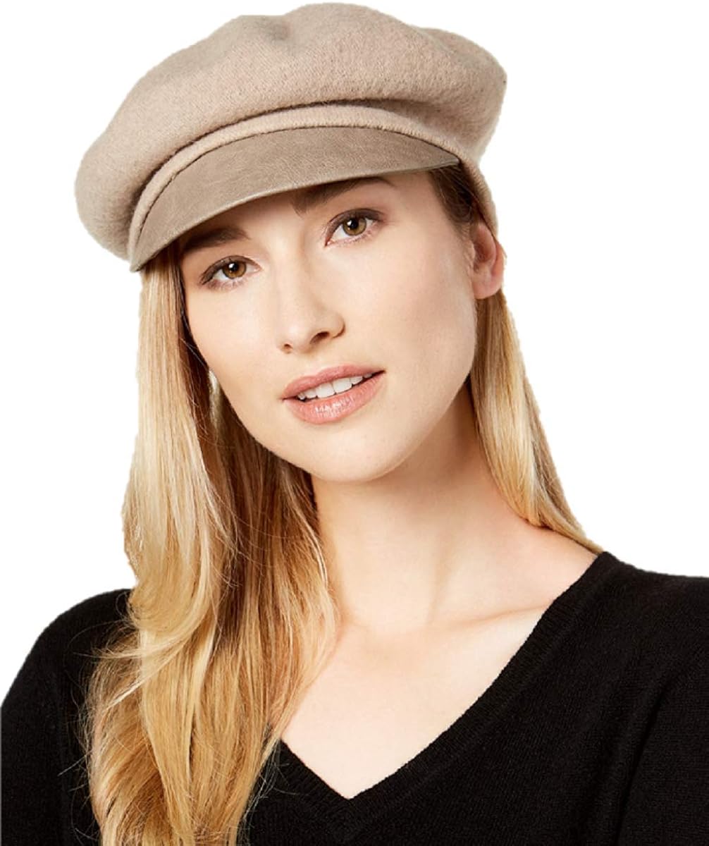 taupe leather hat