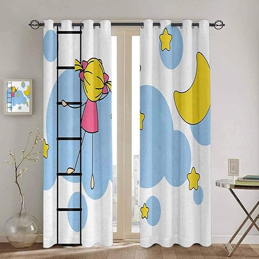 Amazon Com Doneeckl Star Room Darkened Curtain Cute Girl On