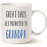 MAUAG Funny Grandpa Coffee Mug, Great Dads Promoted to Grandpa - Best Birthday Gift for Grandfather - White, 11 Oz