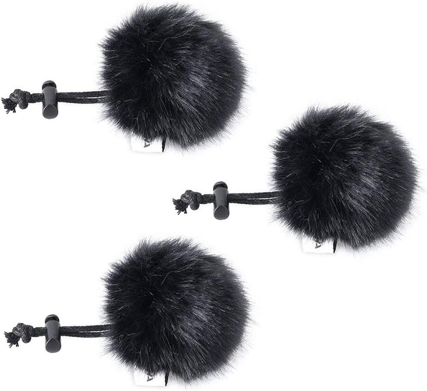 comica Pack of 3 Fur Windscreen for Microphone Mini Microphone Fur Microphone Windscreen Muff