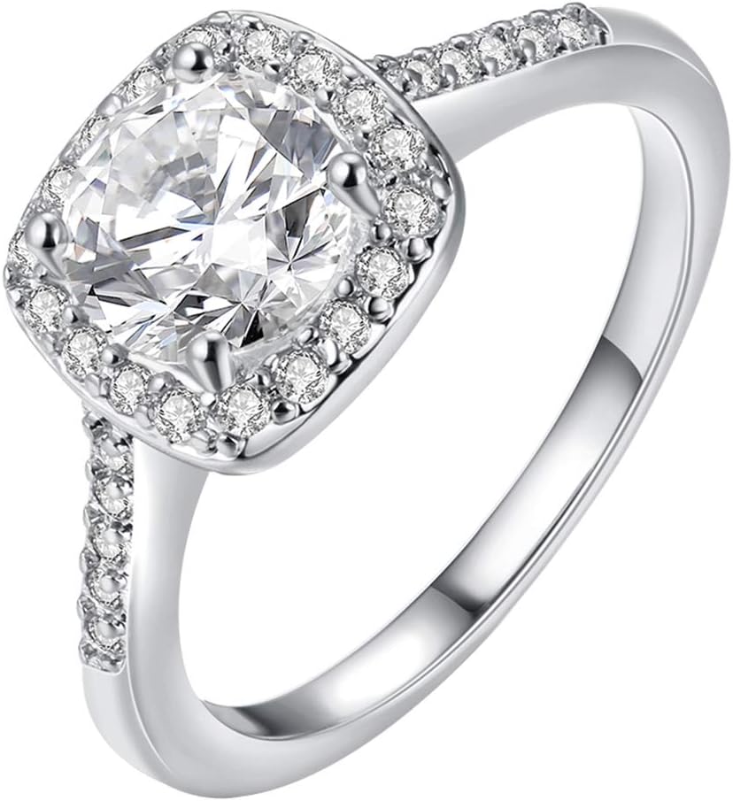 CutesmileFashion Jewelry 925 Sterling Silver CZ Crystal Square Rings Wedding Rings for Women