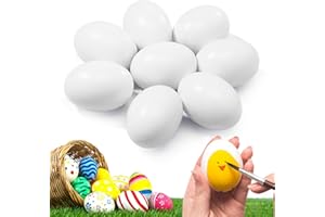 SallyFashion White Easter Eggs, 8 PCS Wooden Eggs for Painting Children Play Kitchen Game Food Toy