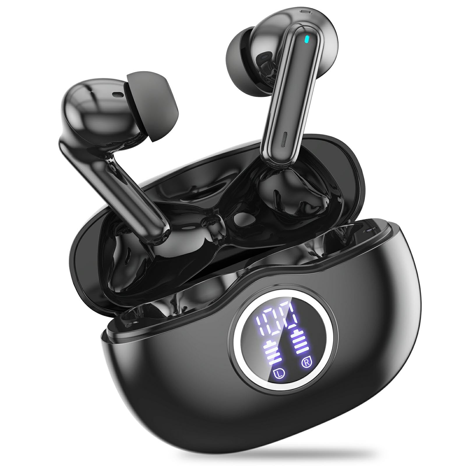 Photo 1 of *** NO USB CABLE *** Fhumsh Ear Buds with ENC Noise Canceling Headset LED Digital Display, Lightweight Stylish Open Ear Buds for Daily Use, Commuting and Travel Relax
