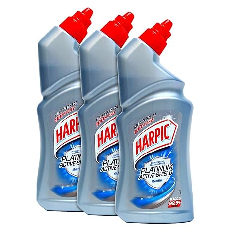 Harpic Platinum Active-Shield Toilet Cleaner, Marine-500ml (Pack of 3)