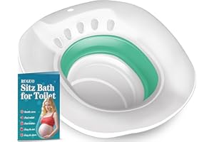 RUGUO Sitz Bath for Toilet Seat - Yoni Steam Seat - Sitz Bath for Hemorrhoids and Postpartum Care - Portable Bidet BPA Free - Foldable Basin for Epsom Salt Soak - Green