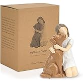 TIE-DailyNec Girl Embraces Dog Figurine Hand-Painted Sculpture Resin Memorial Gifts Perfect Statue Home Decor Ornament Sympathy Gift for Dog Lovers