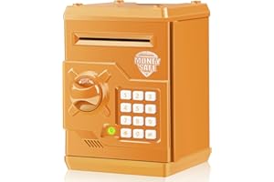 TOPBRY Piggy Bank for Kids,Electronic Password Piggy Bank Kids Safe Bank Mini ATM Piggy Bank Toy for 3-14 Year Old Boys and Girls (Orange)