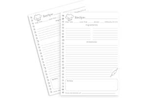 Lubudingjoy Removable Recipe Book With 140 Sheets 7"x10" Blank Pages - Refill Pages to Write Your Own Recipes