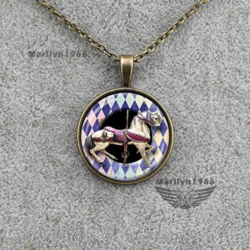 Us-DeSiGn : NL1023 fashion merry go round necklace carousel horse state fair amusement park garnival art pendant jewelry