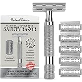Rockwell Razors 2C Adjustable Double-Edge Safety Razor in White Chrome. 2 Shave Settings & 5 Recyclable Blades. Reusable Sing