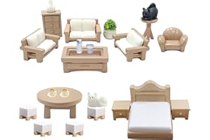 BANBALLON 23 Pieces Dollhouse Mini Furniture Decoration Set DIY Accessories Including Dining Room Sitting Living Bedroom Toys for Baby Children Girls