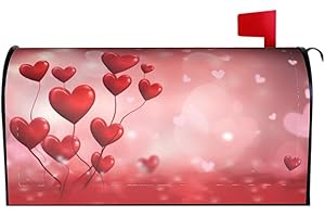 BARNEOVA Valentine's Day Mailbox Cover Red and Pink Love Heart Mailbox Covers Magnetic Standard Size 18" X 21" Happy Valentines Mailbox Wraps Post Letter Box Cover Decor for Outside Garden Yard Home