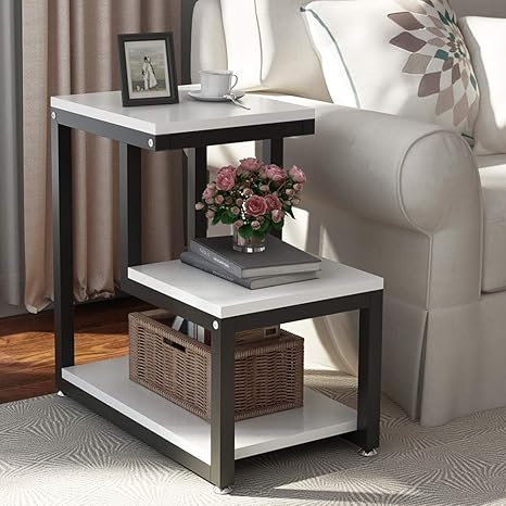 Tribesigns Modern End Tables 3 Tier Chair Side Table Night Stand With Storage Shelf For Living Room Bedroom Entryway White