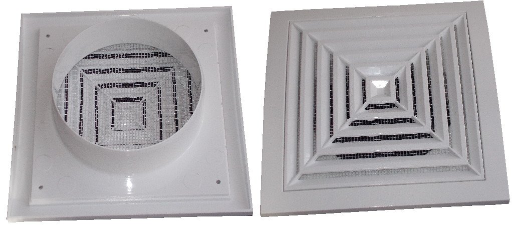 Air Ventilation Plastic Grill Cover 190mm x 190mm Ceiling Grille Ø125 ducting/White