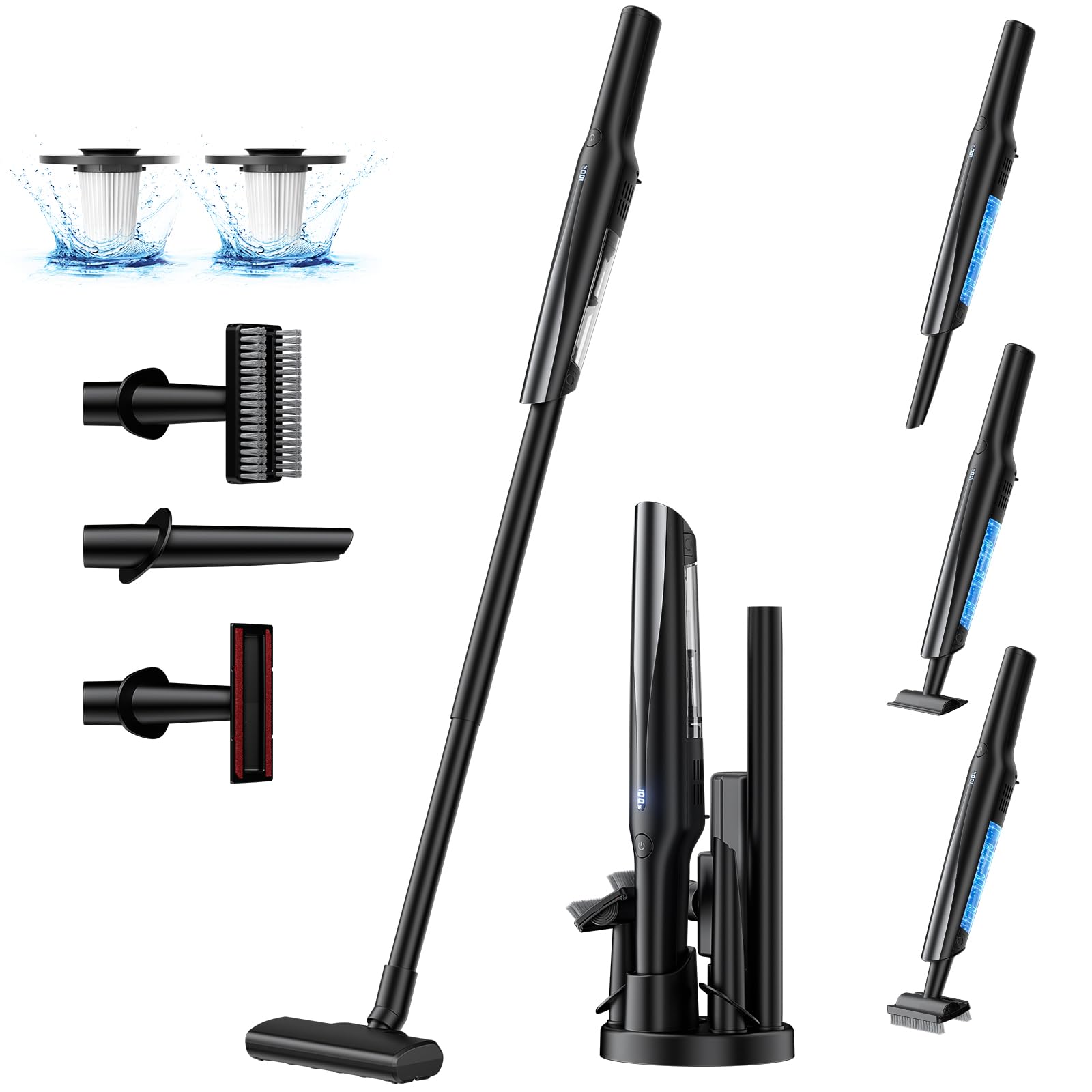 【2025革新モデル】 掃除機 コードレス 軽量 33Kpa強力吸引【収納＆充電一体化・埃自動検知】 ハンディ 掃除 機 スティック クリーナー 45分間連続稼働 2WAY HEPA多重濾過 紙パック不要 一人暮らし 家庭用商品画像