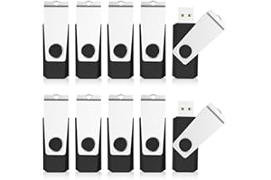 64 GB Memory Stick 10Pack, KOOTION USB Stick 64 GB Swivel Design Memory Sticks Flash Drive Fold Storage (10Pack Black)