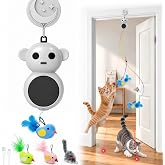 Interactive Cat Toys for Indoor Cats: 2-in-1 Laser Pointer Cat Toy with Automatic Flying Bird &amp; Mouse Wand, Adjustable Speed USB Rechargeable Doorway Hanging Toy for Bored Kittens and Adult Cats