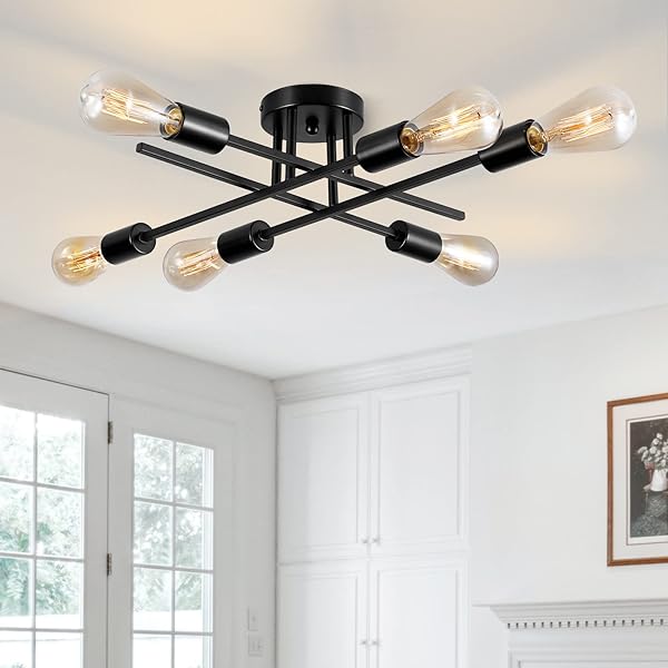 BRKNIT SPUTNIK CHANDELIERS, MODERN SEMI FLUSH MOUNT CEILING...