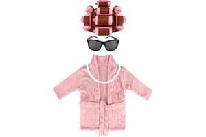 Adolala Newborn Photography Props 4 PCS Photoshoot Outfits Bathrobe Baby Curler Hat Bead Necklace Glasses Costume Sets