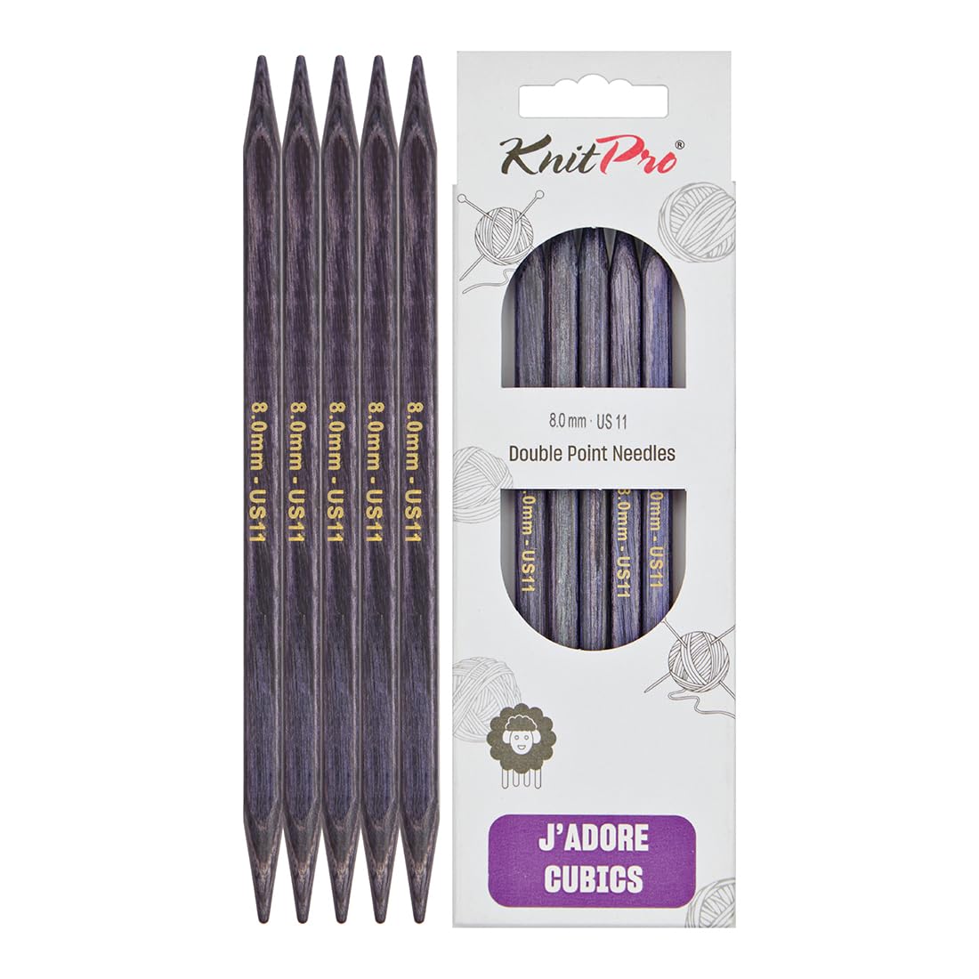 KnitPro J’Adore Cubics Double Pointed Needles 8" (20cm) | 8.00mm