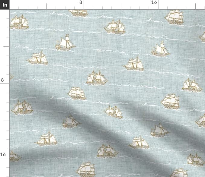 Spoonflower Fabric Fable Blue Ship Boat Sailing Nautical